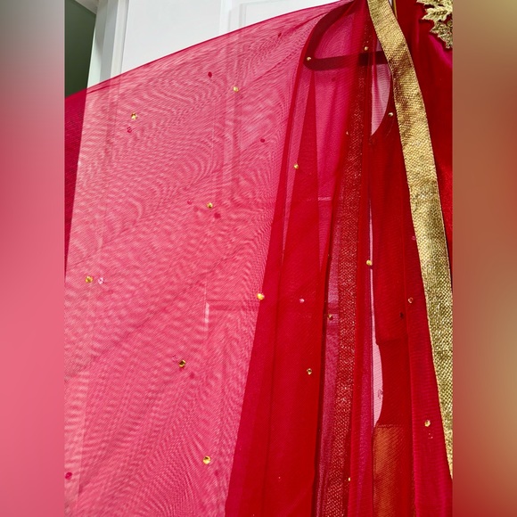 Red and Mustard Yellow Indian Gown - Picture 3 of 3